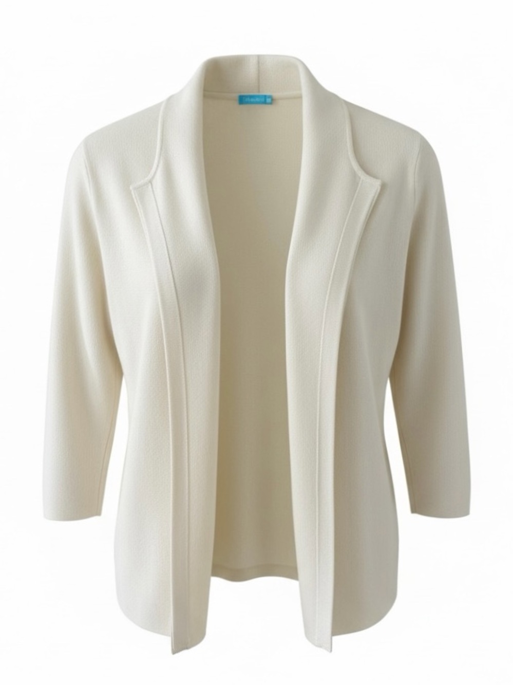 J. McLaughlin Cream 3/4 Sleeve Open Cashmere Blend Cardigan Sweater Size Small